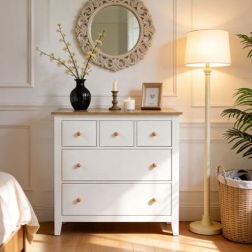 Heynemo 5-Drawer Storage Dresser – Solid Wood Knobs, Bedroom Organizer