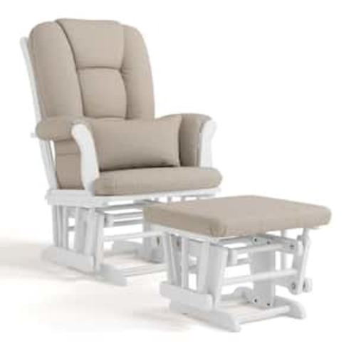 Tuscany Espresso Glider and Ottoman Set with Taupe Swirl Cushion