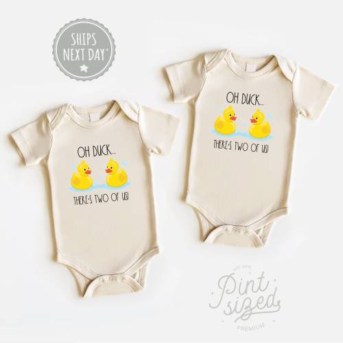Twin Baby Onesie® Set - Oh Duck- There's Two Of Us Twin Onesies® - Funny Twin Onesie® - Cute Best Friend Twin Baby Onesies®