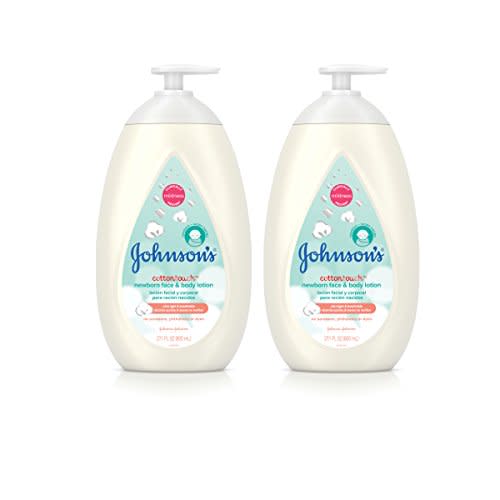 Johnson's CottonTouch Newborn Baby Face and Body Lotion, Hypoallergenic and Paraben-Free Moisturization for Baby's Sensitive Skin, Made with Real Cotton Twin Pack, 2 x 27.1 fl. oz