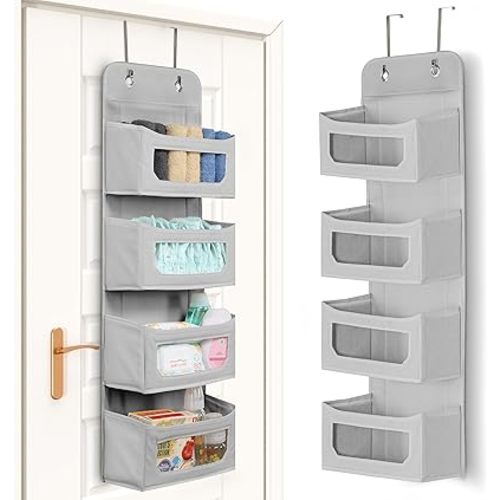 Utopia Home 4 Shelves Hanging Closet Organizers and Storage Organizer for Closet, RV Baby Kids Closet Door Organizers and Storage, Over The Door Organizer Nursery, Bedroom, Grey (Pack of 1)