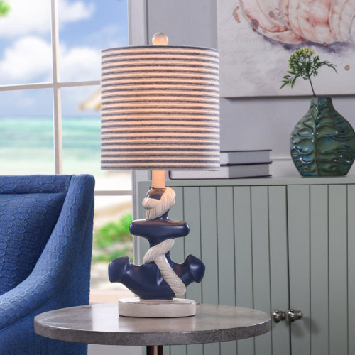 Beachcrest Home™ Woodcroft 22" Navy Blue/White Table Lamp & Reviews | Wayfair