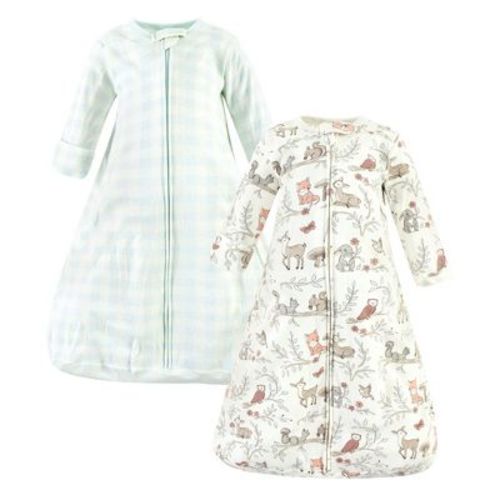 Hudson Baby Infant Girl Cotton Long-sleeve Wearable Sleeping Bag, Sack, Blanket, Girl Woodland Pals Long Sleeve, 0-3 Months