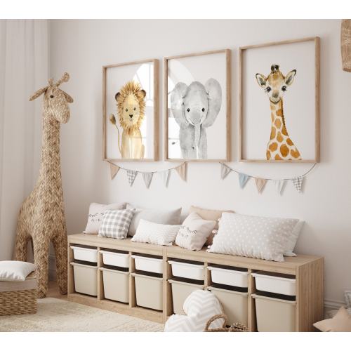 Safari Nursery, boy's nursery, Gender Neutral Nursery Art , Nursery Decor, Kids Wall Art, elephant, lion, giraffe baby, safari decor