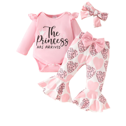 WIBACKER Princess Has Arrived Newborn Outfit Baby Girl Going Home Outfits Ruffle Ribbed Romper Top Floral Pants Set Fall Winter Clothes