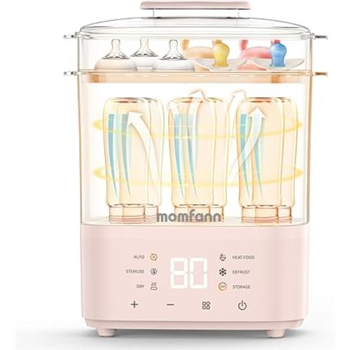 Bottle Sterilizer and Dryer, All-in-One Electric Steam Sterilizer Bottle Sanitizer for Baby Bottles, Pump Parts Accessories Newborn Essential Bottle Warmer for Breastmilk & Thaw (Pink)