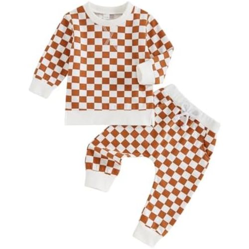 Kuriozud Toddler Baby Boy Fall Winter Clothes Long Sleeve Crewneck Pullover Sweatshirt Jogger Pants Set 2 Piece Outfit