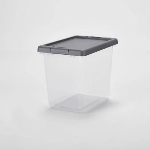 Medium Latching Clear Storage Box - Brightroom™: Stackable Plastic Tote With Built-in Handles, 28l Capacity, Latches