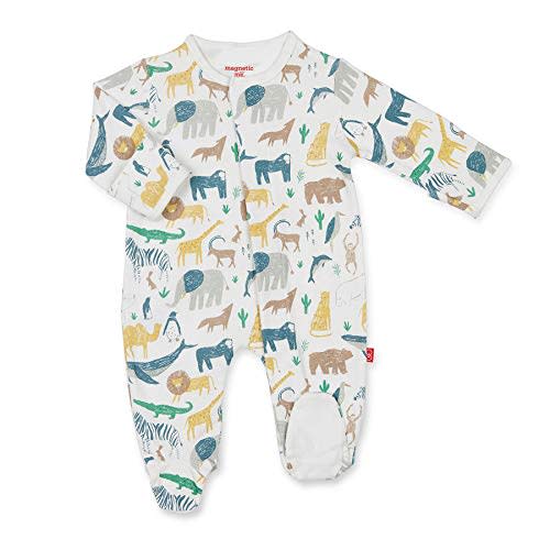 Magnetic Me Footie Pajamas - 100% Organic Cotton Baby Pajamas - Quick Magnetic Fastener Sleeper for Baby Boy and Girl