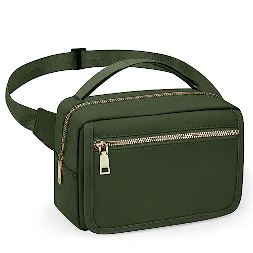 printe Small Diaper Bag with Portable Changing Pad, Crossbody Diaper Bag Pack with Wipes Pocket, Women Waist Bag for Travel, Stroller Diaper Bag, Olive Green