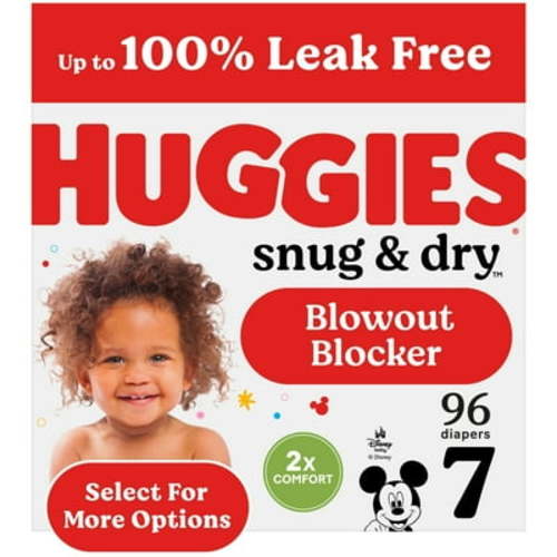 Free Shipping! Huggies Snug & Dry Baby Diapers, Size 7 (41+ lbs), 96 Ct (Select for More)