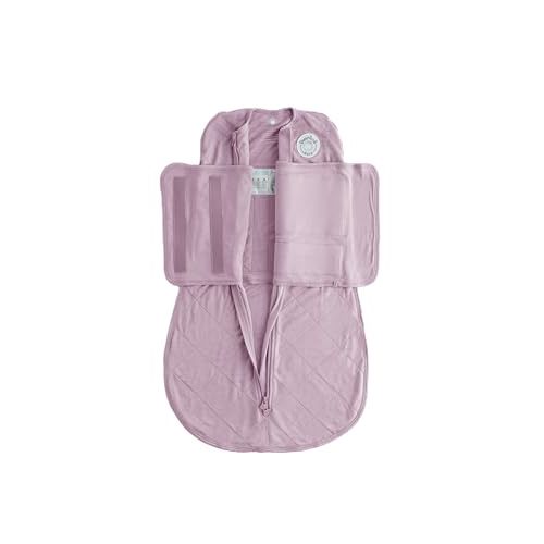 DREAMLAND BABY Bamboo Viscose Swaddle Sleep Sack (0-6 Months). Ultra Soft Swaddle Blanket w/Built in Band. 97% Viscose, 3% Spandex (Mauve)