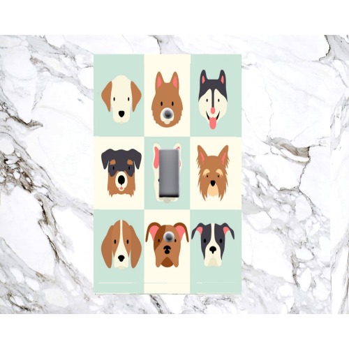 Electric Light Switch Plate Cover - Animal Prints 9 Panel Dog Puppy  - Switch Plates Outlet Cover - Matching Screws! Great Gift Idea!
