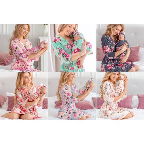 Matching robe and swaddle set mom and baby, Maternity robe and matching baby set, Mommy and baby robe and swaddle girl, Mom and baby set