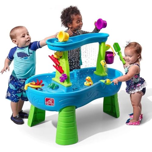 Step2 Rain Showers Splash Pond Toddler Water Table, Kids Water and Sand Activity Sensory Playset, Summer Outdoor Toys, 13 Piece Toy Accessories, For Toddles 1.5+ Years Old