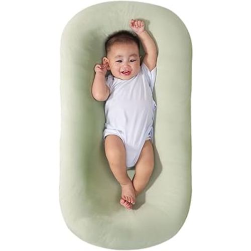 Baby Lounger, Baby Lounger for Newborn, Soft Breathable Washable Infant Lounger for Baby Home and Travel (Green)