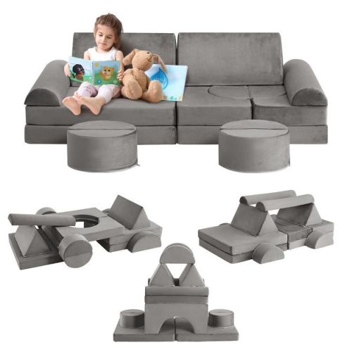 Kids Couch 15pcs Play Couch,modular Kids Play Couch For Playroom, Playhouse Play Set For Toddlers Babies, Foam Modular Sectional Sofa