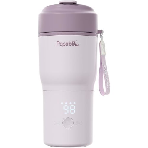 Papablic Portable Bottle Warmer, 85W Fast Baby Bottle Warmer for Travel & Home, Heats Breastmilk & Formula & Water, 4 Temperature Settings, Wide Mouth, Fits Car Cup Holder, RechaSeasalt Blue, Classic