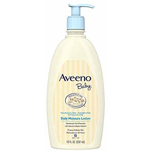 Aveeno Baby Daily Moisture Lotion for Delicate Skin with Natural Colloidal Oatmeal & Dimethicone, Hypoallergenic, Fragrance-, Phthalate- & Paraben-Free, 18 fl. oz