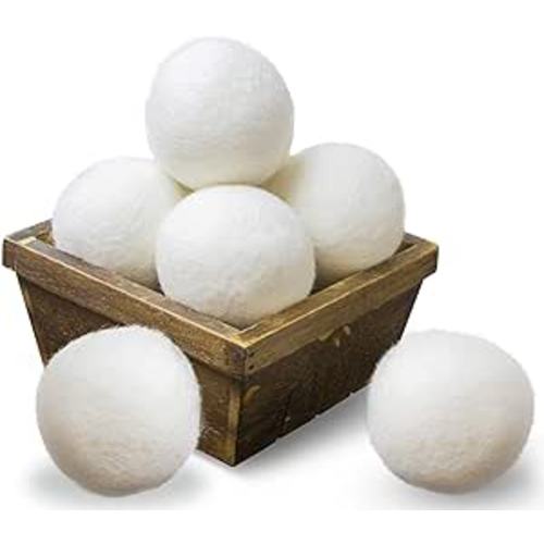SnugPad Wool Dryer Balls XL Size 6 Pack, Natural Fabric Softener 100% Organic Premium New Zealand Wool, No Fillers, Anti Static, Lint Free, White 6 Count