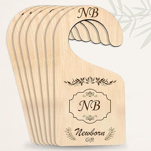Wooden Baby Clothes Dividers for Closet,7 Pcs Baby Closet Dividers Nursery Closet Organizer, Double-Sided Hanger from Newborn to 24 Months, Baby Size Closet Dividers for Hanging Clothes.