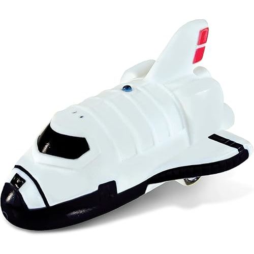 DolliBu Space Shuttle Bath Buddy Squirter Toy - Floating Rubber Baby Space Themed Bath Toy Plane, Fun Water Bath Toys for Kids and Baby, Cute Bathtime Space Bath Toys for Bathtub, Pool - 3 Inches
