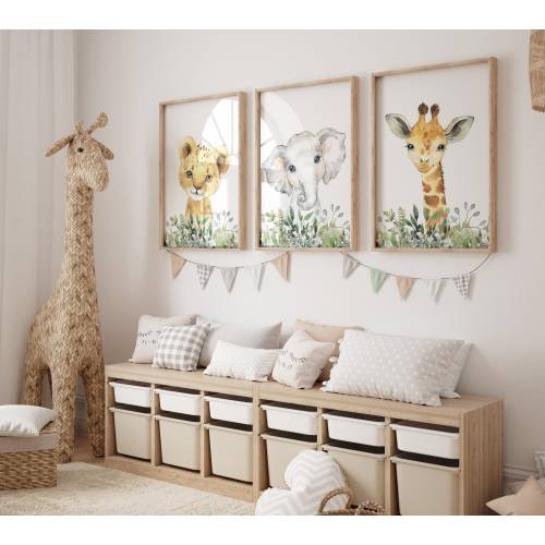 Jungle Animals, Safari Animal Nursery Prints, safari animals, safari nursery, Greenery, gender neutral nursery, Boy Nursery Wall Art