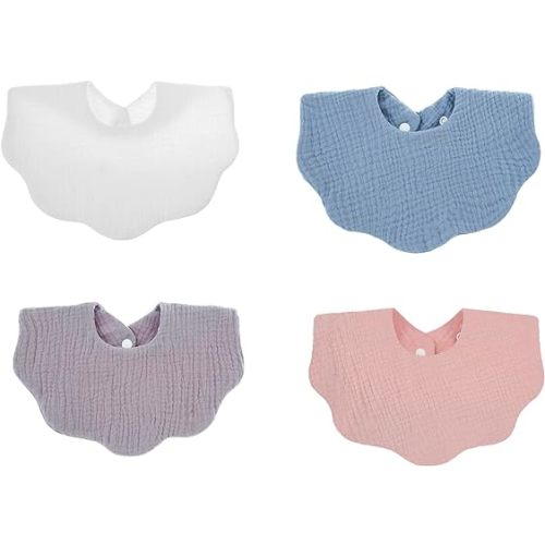 Muslin Baby Teething Drool Feeding Cloth Bibs For Girl Organic Cotton Soft Breathable Multi-Layer Multi-color