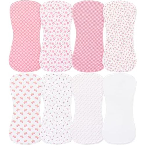 8 Pack Baby Burp Cloths, Unisex for Boys and Girls, Super Absorbent and Soft Towel,Solid Color (Pink-qt)