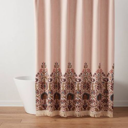 Boho Floral Border Shower Curtain Pink - Threshold™