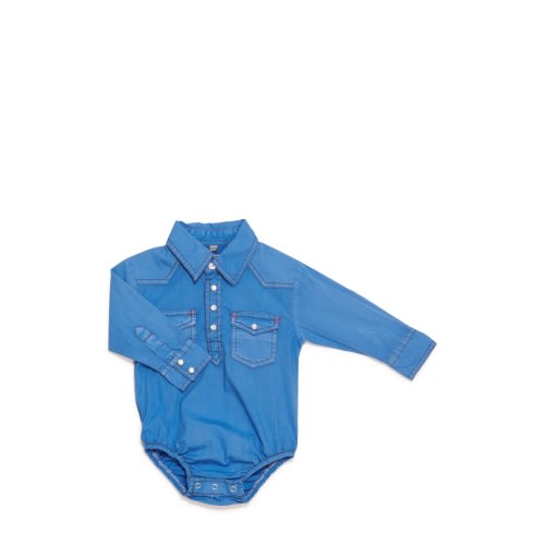 Rafter C Infant Boys' ProFlex45 Washed Blue Long Sleeve Stretch Western Onesie