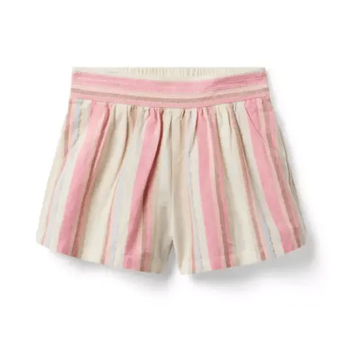 Girl Rosy Coral Stripe Striped Linen-Cotton Short by Janie and Jack