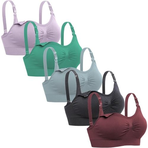 Lataly Womens Seamless Nursing Bra Sleeping Maternity Bralette for Breastfeeding Pack of 3