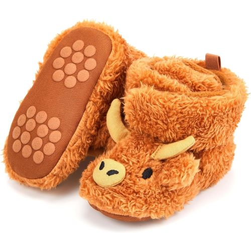 Baby Booties Highland Cow Baby Shoes Animal Unisex Newborn Infant Slippers for Toddler Infant Boy Girl