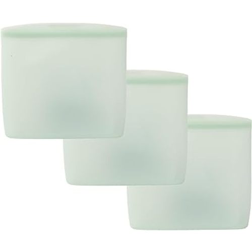 WeeSprout Reusable Silicone Bags (Set of 3) 100% Food Grade Storage Containers, Leakproof, Dishwasher & Microwave Safe, Snack, Sandwich, Quart, & Half Gallon Sizes