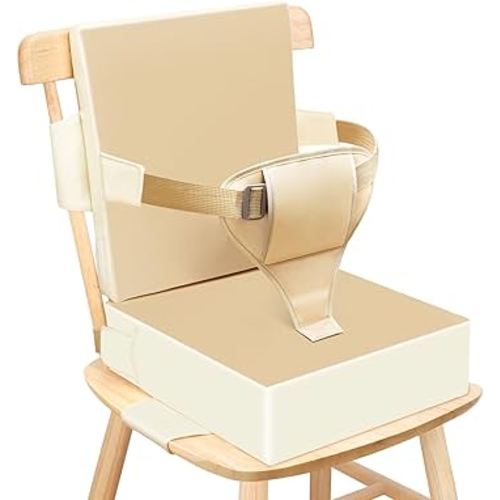 Toddler Booster Seat for Dining Table Kitchen Chair, PU Waterproof Booster Seat Dining Table with Backrest and Adjustable Straps Non-Slip Portable Travel Booster Seat Eating for Kids Child(KH)