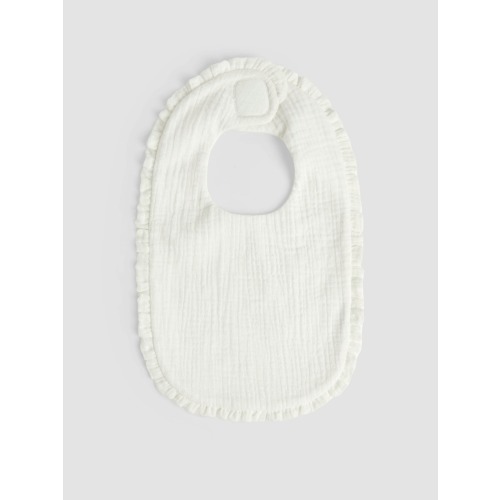 JoJo Maman Bébé White Baby Muslin Frill Bib