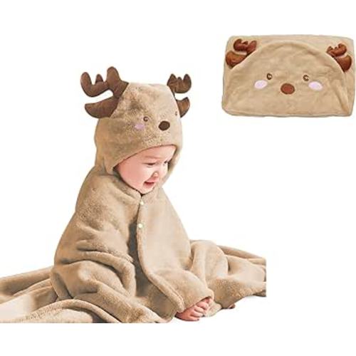iFaryMes Toddler Bath Towel Hooded Baby Shower Towel 27.5"X55" Ultra Absorbent Soft Animal-Shape Bathrobe for Girls and Boys(Beige) : Baby