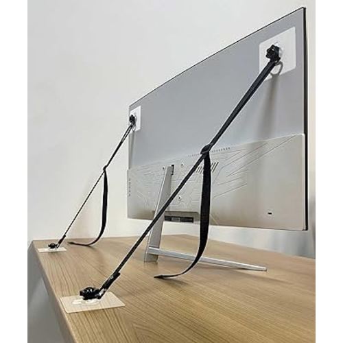 2 Pack Adjustable TV Safety Straps, No-Drill Adhesive Anti-Tip Furniture Anchors for Baby Proofing, Flat Screens Fix to Wall,Cabinet,Stand Or Desk, Earthquake Straps