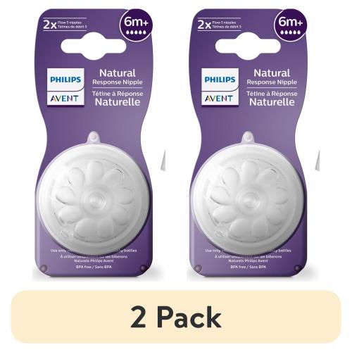 (2 pack) Philips Avent Natural Response Nipple Flow 5, 6M+, 2pk, SCY965/02