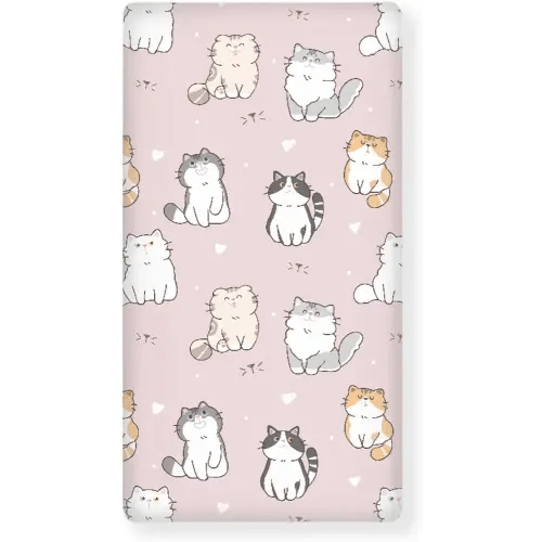 Cartoon Cat Fitted Crib Sheet Pink Cat Baby Crib Sheet Fit Standard Crib and Toddler Mattress,Crib Mattress Sheets for Boys Girls 28"x52"