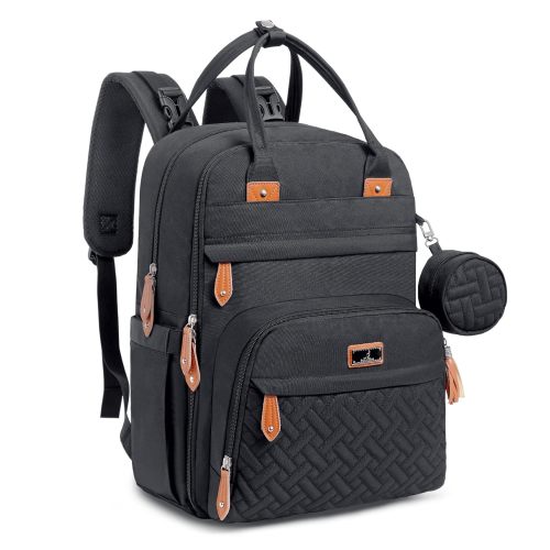 BabbleRoo Diaper Bag Backpack - Baby Essentials Travel Tote - Multi Function Water Resistant Diaper Bag, Travel Essentials Baby Bag with Changing Pad, Stroller Straps & Pacifier Case - Unisex, Black