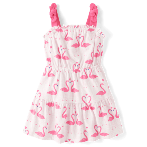 Baby And Toddler Girls Print Tiered Tie Shoulder Dress - White