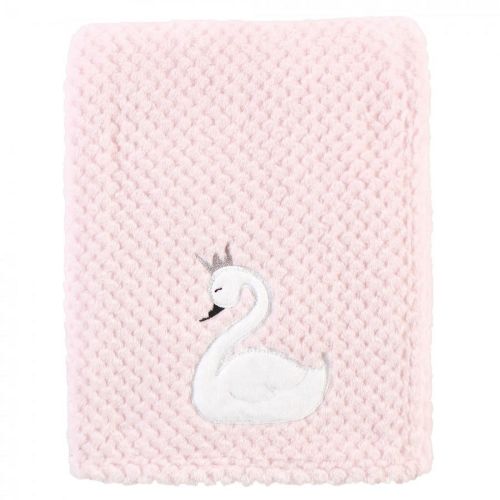 Hudson Baby Infant Girl Plush Waffle Blanket, Swan, One Size