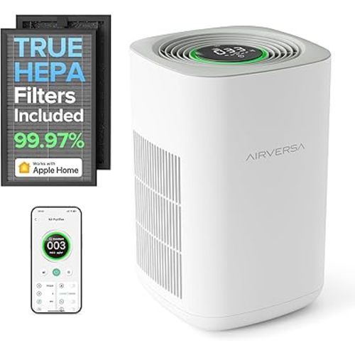 𝗧𝗿𝘂𝗲 𝗛𝗘𝗣𝗔 Air Purifier for Home Bedroom Large Room 1,050 Sq Ft Air Filters Up to 99.97% PM2.5 Display Smart Air Cleaner Works with HomeKit, for Baby Pet Desktop Office Dorm White AP2