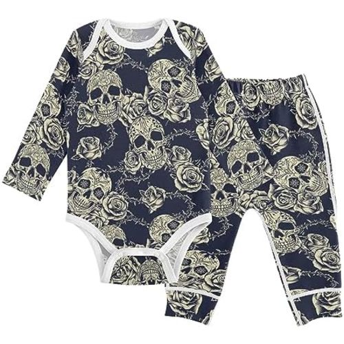 vvfelixl Baby Bodysuits Pants Sets Guitar Headphones Long Sleeve Baby Clothes For Boys Girls 0-24M Black