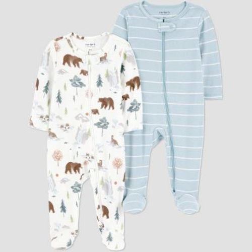 Carter's Just One You® Baby Boys' 2pk Forest/Striped Sleep N' Play - Blue Newborn