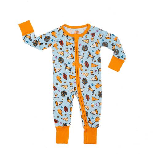 Tennessee Blue Bamboo Zip Up Baby Pajamas