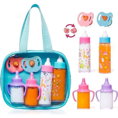 fash n kolor My Sweet Baby Disappearing Doll Feeding Set | Baby Care 6 Piece Doll Feeding Set (Blue)