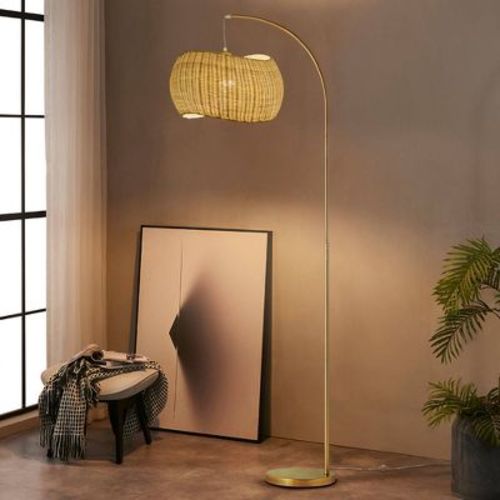 Brightech Wave Mid-Century (Includes LED Light Bulb) Arc Floor Lamp Antiqued Brass
